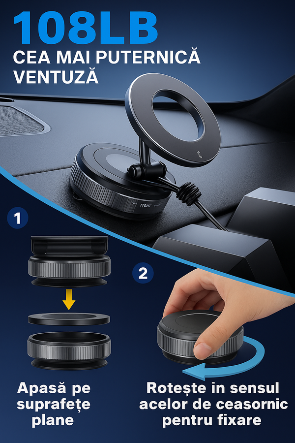 Suport Magnetic Auto Ușor de Folosit